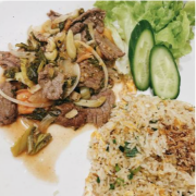 Beef Fried Rice with Green Mustard Pickle